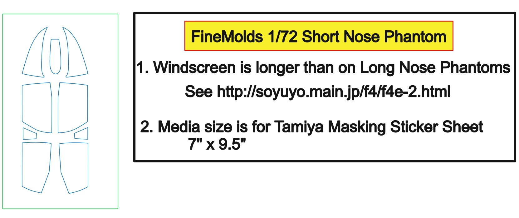 Canopy Mask for FineMolds 1/72 Short Nose Phantoms